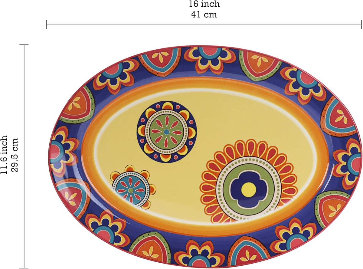 Bico Tunisian 16 plus 14 inch Oval Platters Set, Set of 2, Microwave and Dishwasher Safe, for