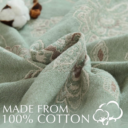 jinchan Boho 100% Cotton Muslin Queen Size 80x90 Inches Blanket Lightweight 4-Layer Quilted Soft