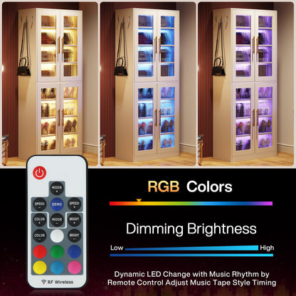Tribesigns Tall Shoe Storage Cabinet with Acrylic Doors and LED Lights, 8-Tier Entryway Shoe