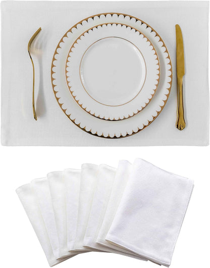 Home Brilliant White Placemats Set of 8 Cloth Placemat Decorations Heat Resistant Washable Place