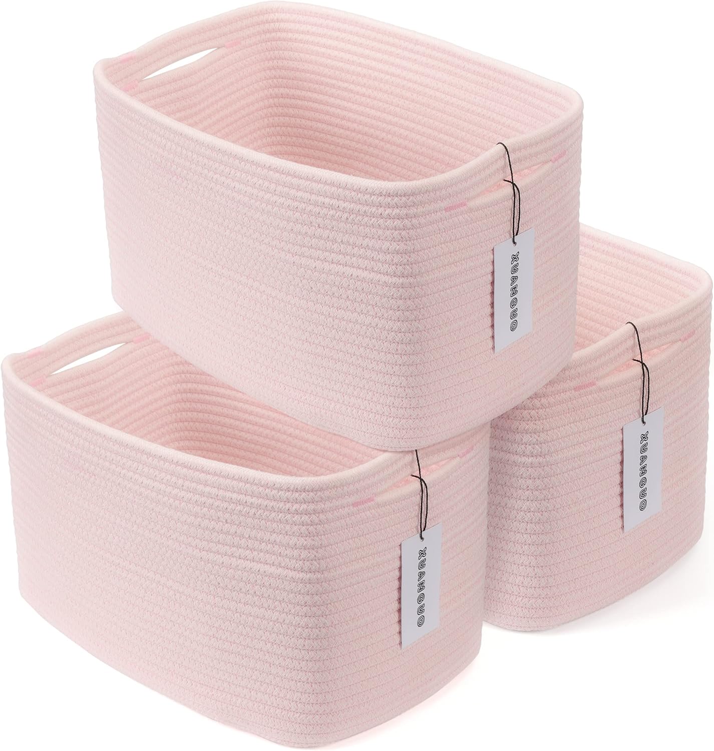 Cotton Rope storage Basket Bins Woven Basket for Organizing Shelves Rectangle Decorative Baskets