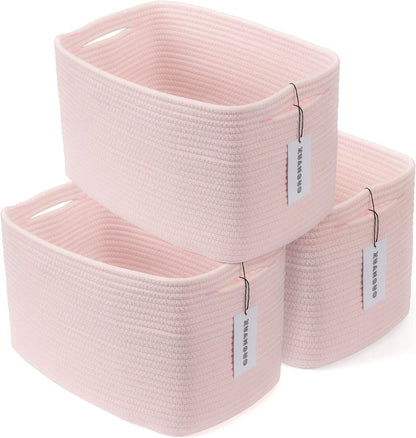 Cotton Rope storage Basket Bins Woven Basket for Organizing Shelves Rectangle Decorative Baskets