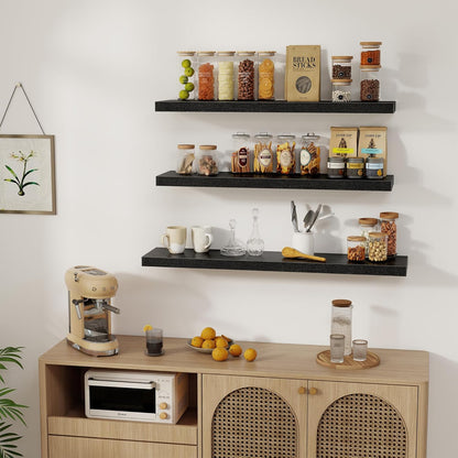 Fun Memories Black Floating Shelves 36 Inch Long, Rustic Farmhouse Bathroom Shelves Over Toliet, 36