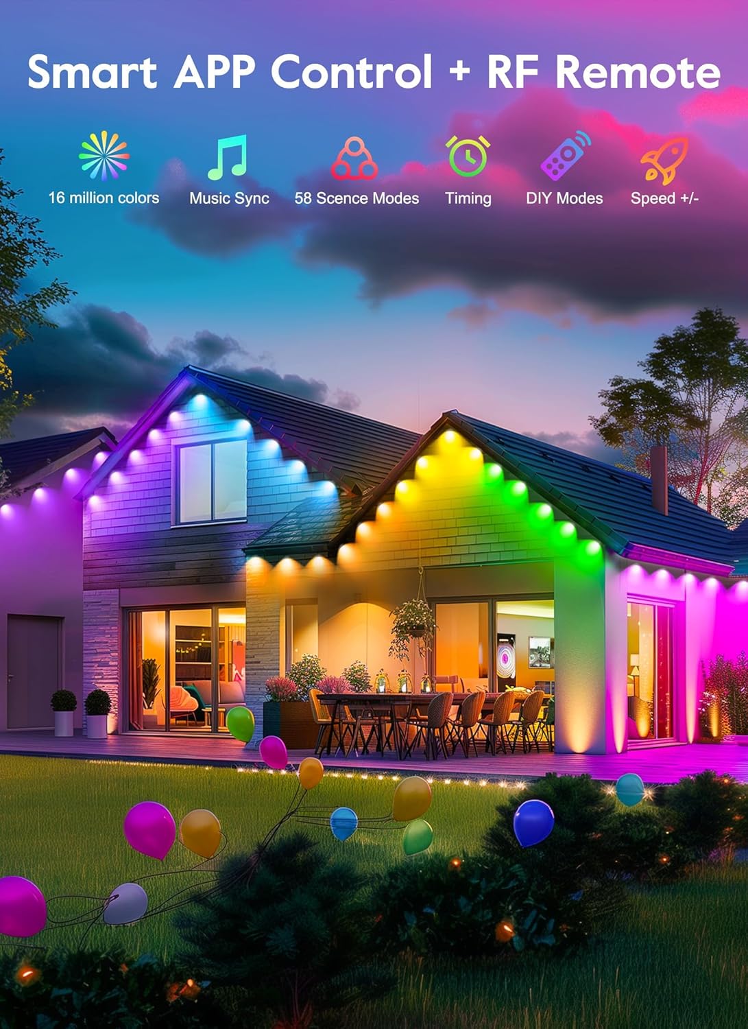 Brightown Smart C9 Christmas Lights Outdoor, 150 LED Christmas Color Changing Fairy Lights App
