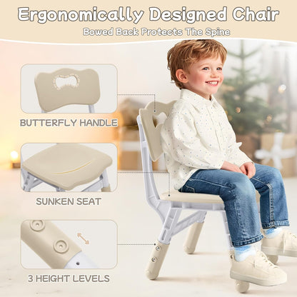Toddler Table and Chair Set, Height Adjustable-Upgrade Kids Table and 2 Chairs for Ages 3-8