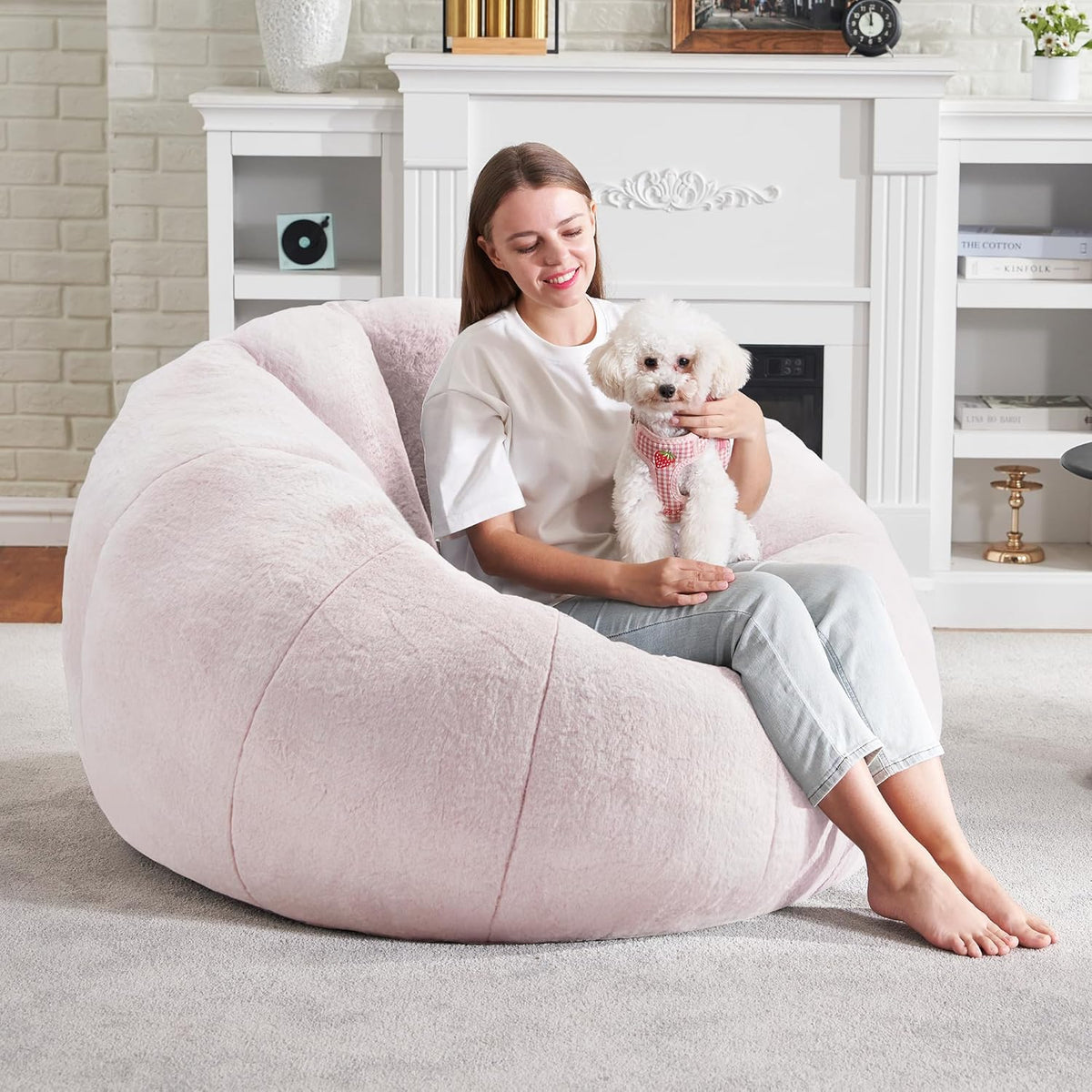 Hobestluk Bean Bag Chairs Large Bean Bag Couch for Adults Stuffed Sofa Chair Comfy Giant Bean Bag