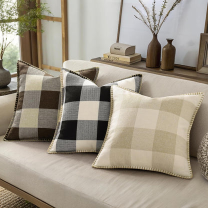 decorUhome Buffalo Plaid Check Throw Pillow Covers 12x20 Set of 2, Outdoor Lumbar Decorative