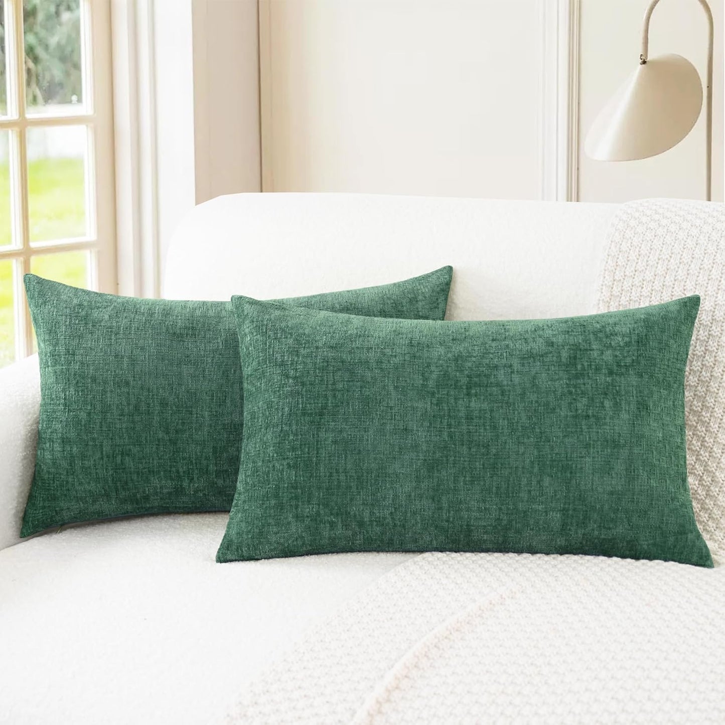 CaliTime Throw Pillow Covers Decorative 16 X 26 Inches Pack of 2 Cozy Chenille Cushion Cases for