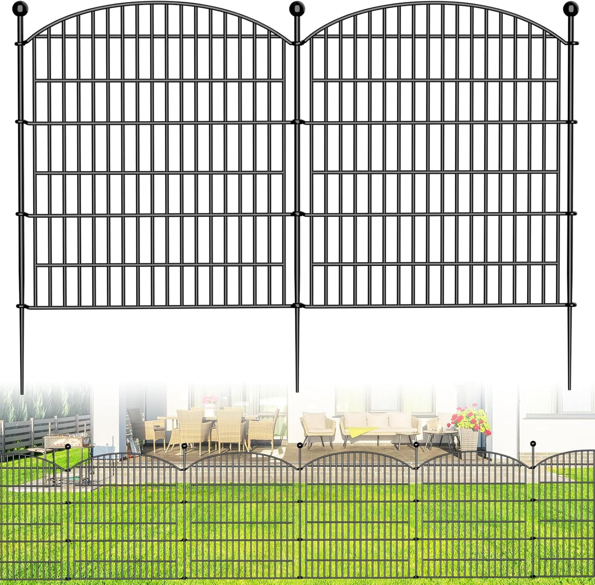 10 Panels Decorative Garden Fence - 32 in (H) x 23.6 ft (L) No Dig Dog Fence Outdoor for Yard