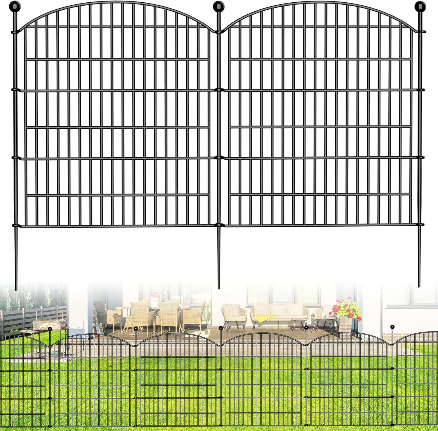 15 Panels Decorative Garden Fence - 32 in (H) x 35.4 ft (L) No Dig Dog Fence Outdoor for Yard