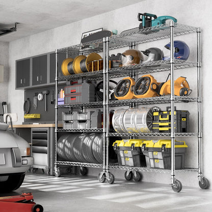 5-Shelf Storage Shelves,Wire Shelving Heavy Duty Metal Storage Shelving Unit Adjustable Garage