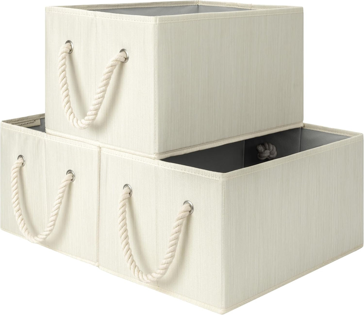 StorageWorks Storage Baskets for Shelves, Foldable Fabric Closet Storage Bins with Handles, Fabric