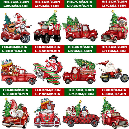 Wooden Christmas Truck Ornaments Red Truck Wooden Hanging Ornaments Wooden Car Crafts with Bead