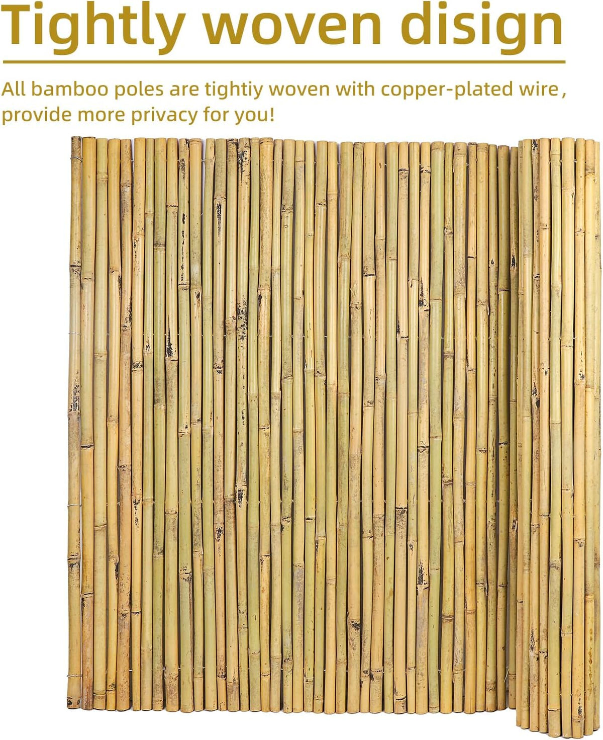 Natural Bamboo Fence, 4 ft x 6 ft Bamboo Fencing Screen for Garden, Rolled Privacy Fence Screen for