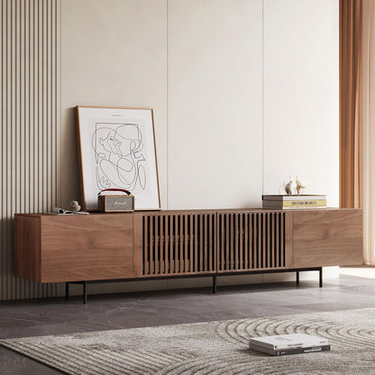 Mid Century Modern TV Stand for 70 Inch TVs, 70.87" Walnut Console with Ample Storage – Stylish