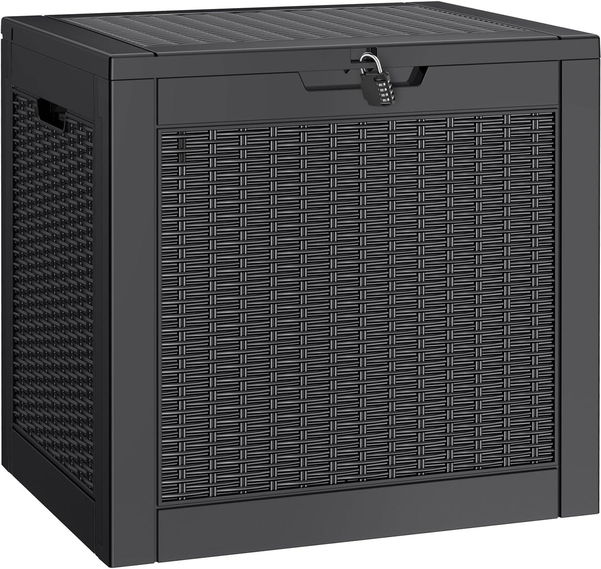 NUNU LAB 30 Gallon Waterproof Outdoor Storage Box, Lockable Resin Deck Box Bench for Patio