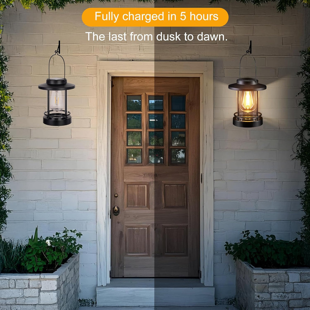 Hanging Solar Lanterns Outdoor Waterproof – 2 Pack Decorative Solar Lights for Outside, Patio