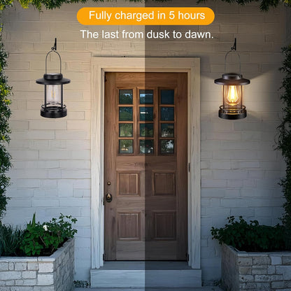 Hanging Solar Lanterns Outdoor Waterproof – 2 Pack Decorative Solar Lights for Outside, Patio