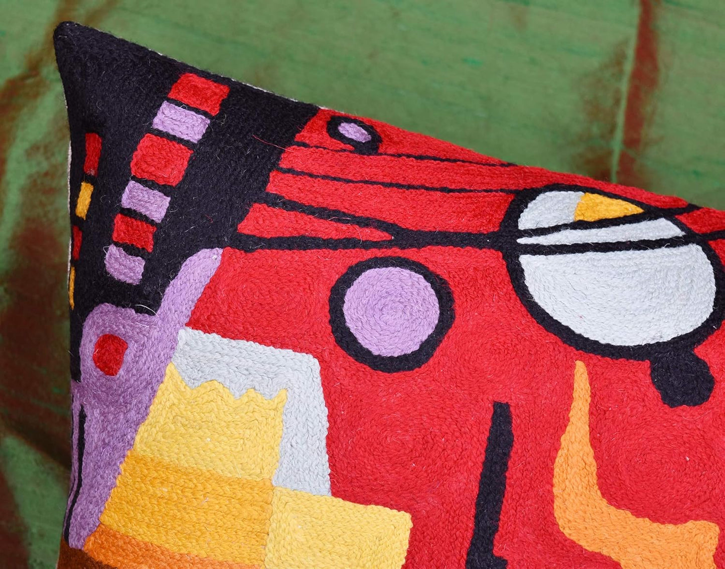 Lumbar Kandinsky Red Pillow Cover | Heavy Red Space Modern Throw Pillows Chair Cushion | Red