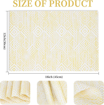 Vinyl Plastic Placemats Set of 6 Washable Heat Resistant Non-Slip Elegant Indoor Outdoor Kitchen
