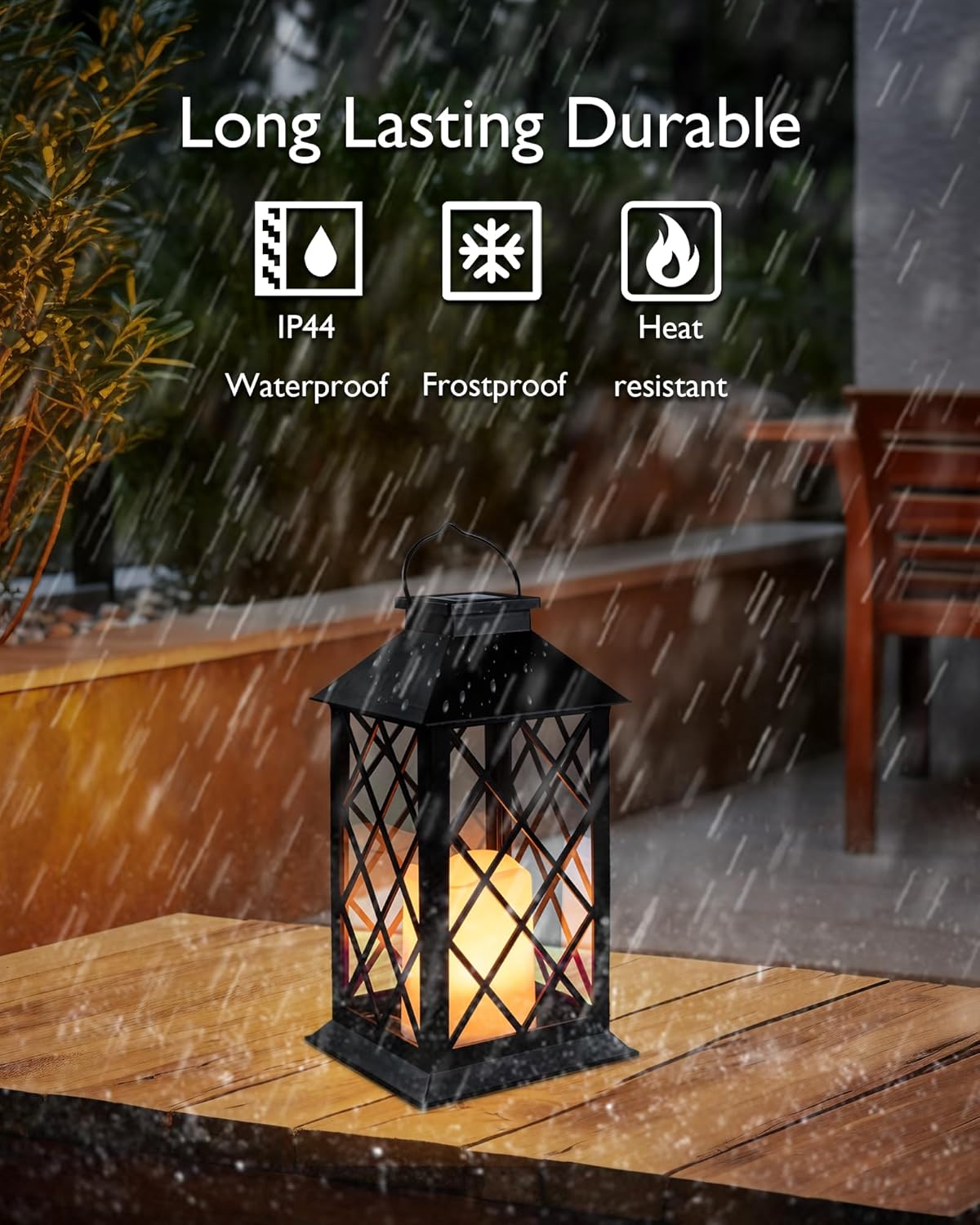 Homemory Solar Lanterns Outdoor Waterproof Hanging with Flickering Flameless Candles, 2 Pack 13''