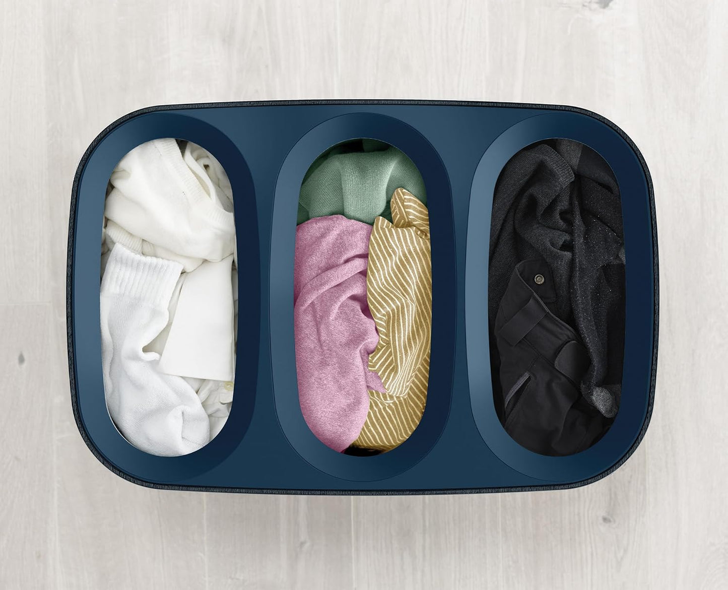 Joseph Joseph Tota Trio 90 liter/23.8 gallon Laundry Hamper Separation Basket with lid, 3 Removable