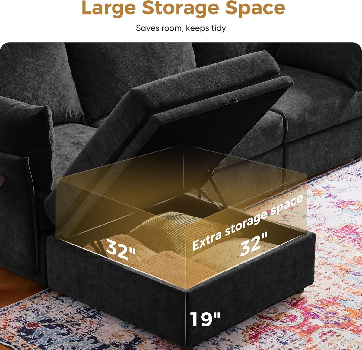 198.6" Oversized Modular Sectional Sofa, U Shaped Convertible Couch with Movable Ottoman, Large 10