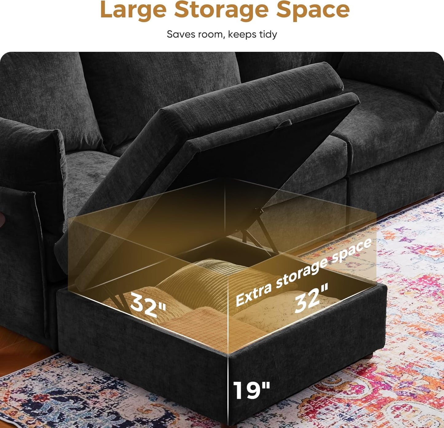 136.4" Oversized Modular Sectional Sofa, L Shaped Convertible Couch with Movable Ottoman, Large 7