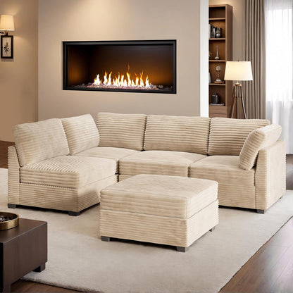 HOOOWOOO Modular Sectional Sofa,5 Pieces Sectional Couches for Living Room,98X55 L Shaped Cloud