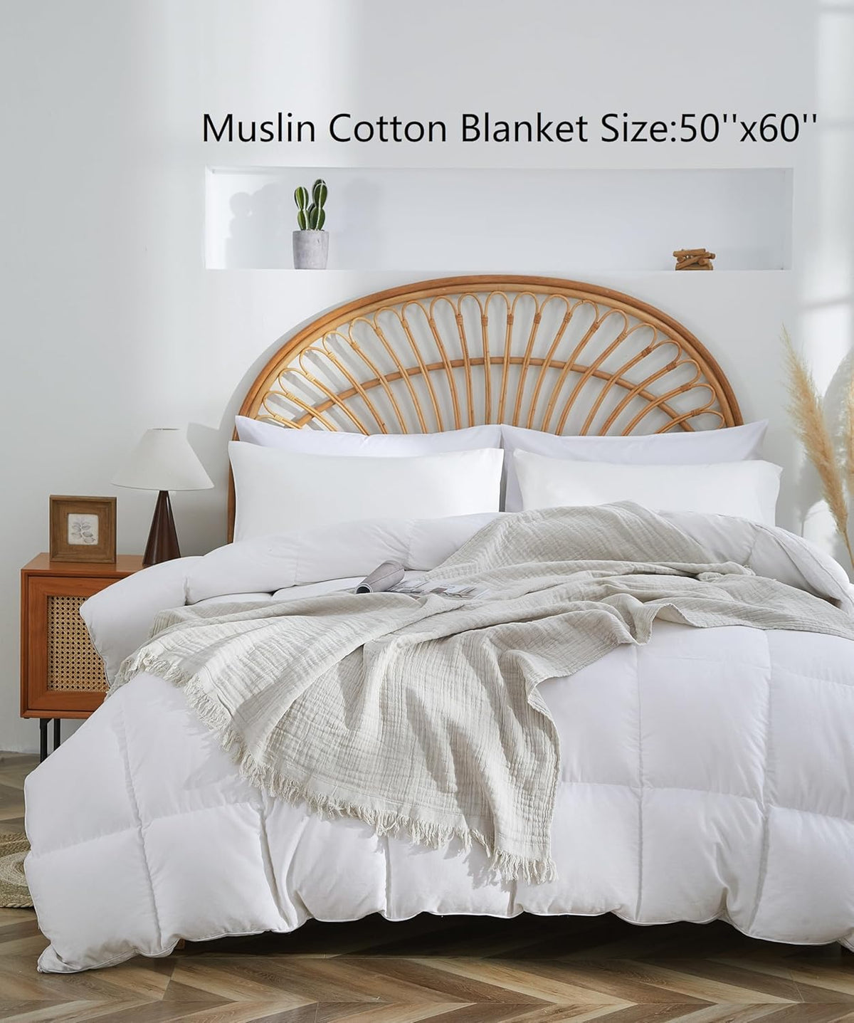100% Cotton Muslin Throw Blanket for Bed, Couch, Small, Decorative, Soft, Pre-Washed, Breathable
