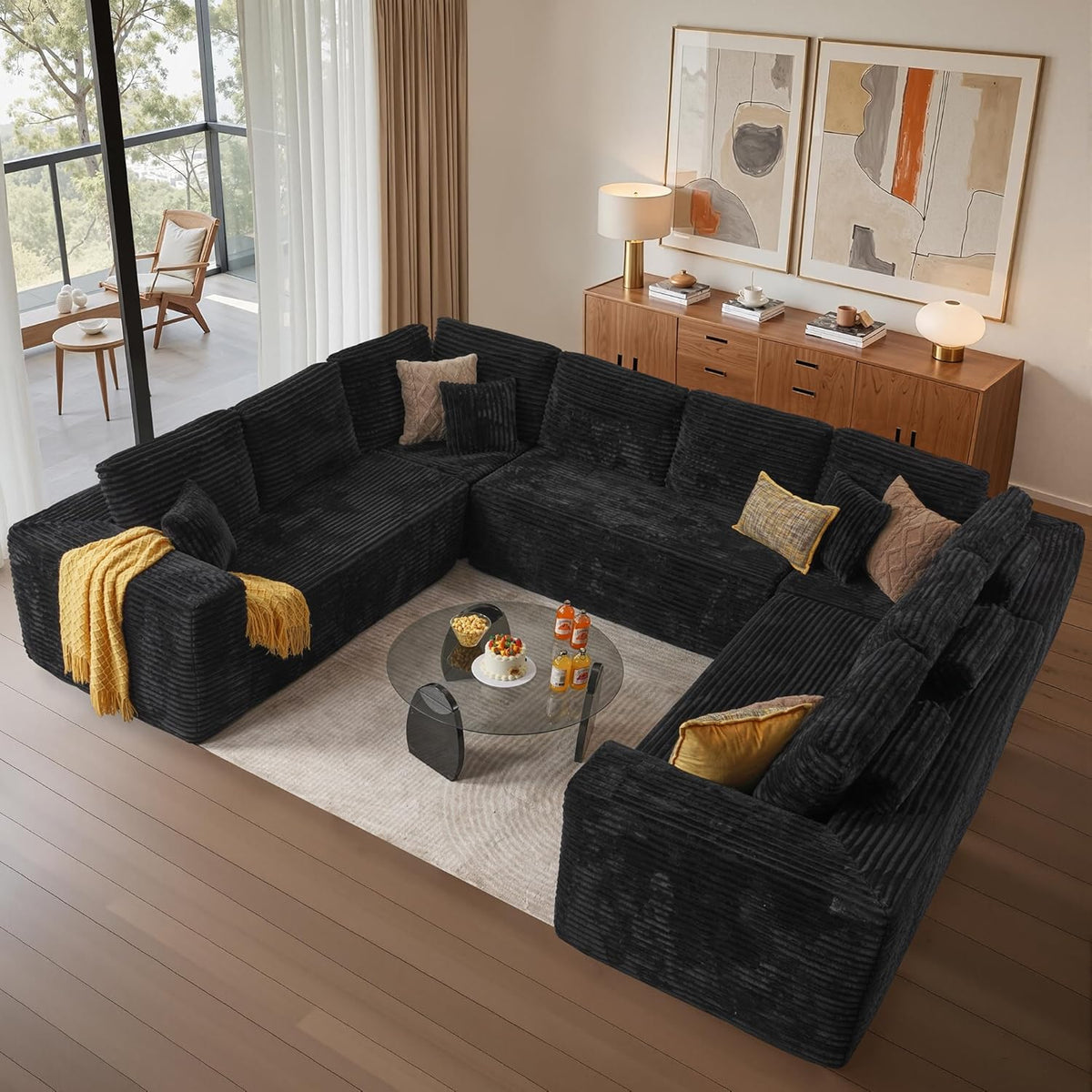 Cloud Sectional Couches for Living Room,U Shaped Modular Sofas No Assembly,135x107 Inches Plush