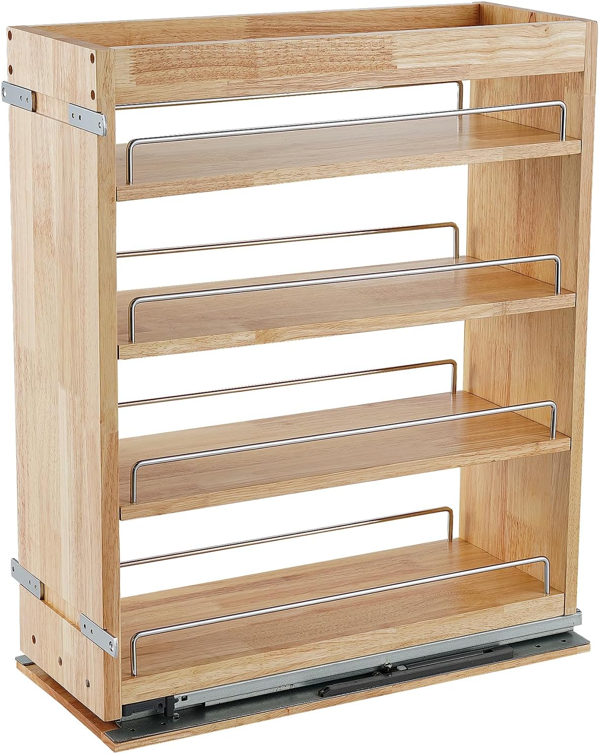 DINDON Pull Out Spice Rack Cabinet Organizer, (8" W x 21.9" D x 25.2" H) Multi-Use Soild Wood Pull
