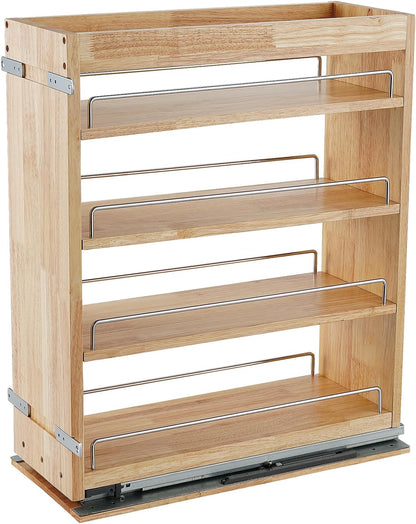 DINDON Pull Out Spice Rack Cabinet Organizer, (8" W x 21.9" D x 25.2" H) Multi-Use Soild Wood Pull