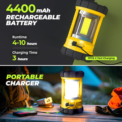 Rechargeable Camping Lantern, 3000LM 5 Light Modes Camping Light 4400 Capacity Phone Charger LED
