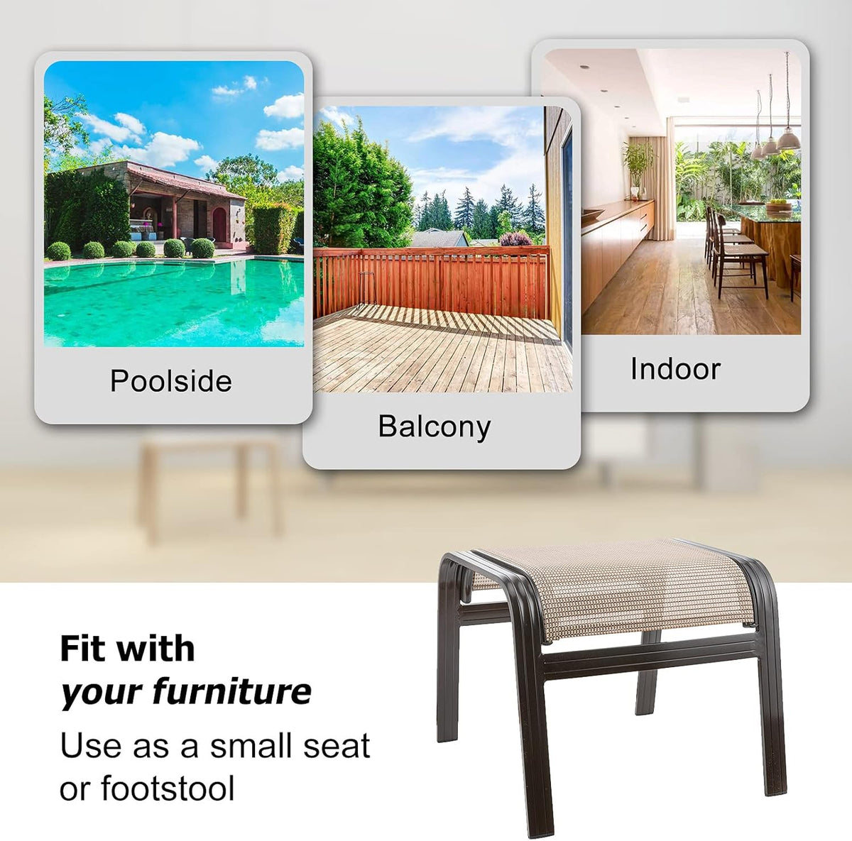 Outdoor Patio Footstools Aluminum Outdoor Ottomans Footrest Small Seating Wicker Furniture Patio
