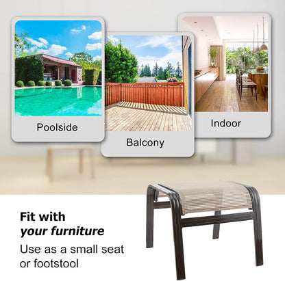 Outdoor Patio Footstools Aluminum Outdoor Ottomans Footrest Small Seating Wicker Furniture Patio