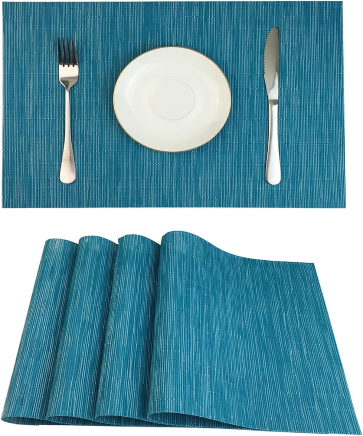 WAZAIGUR Placemats Set of 4 for Dining Table Heat-Resistant Washable Place Mats Woven Vinyl Kitchen