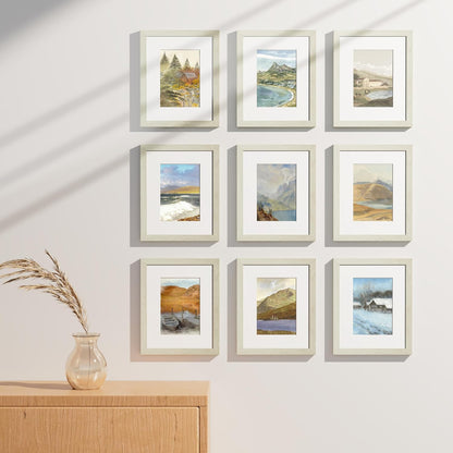 Vittanly 8x10 Picture Frames Set of 9, Shatter Resistant Plexiglass, Display 5x7 Pictures with Mat