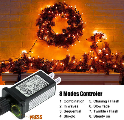 Orange LED Outdoor Halloween Lights, Halloween Decorations, 39 FT 100 LED Mini Lights with 8