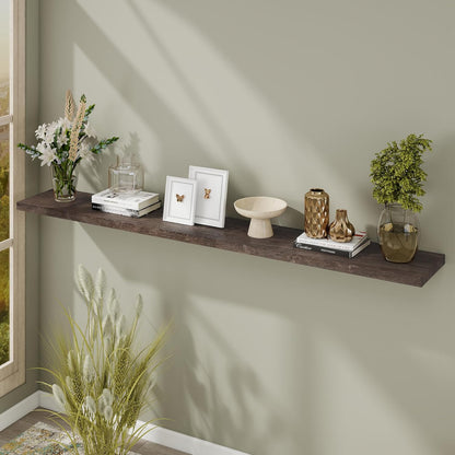Fun Memories Floating Shelves for Wall, 72"x9.3" Rustic Solid Elm Wood Wall Shelves, Heavy-Duty