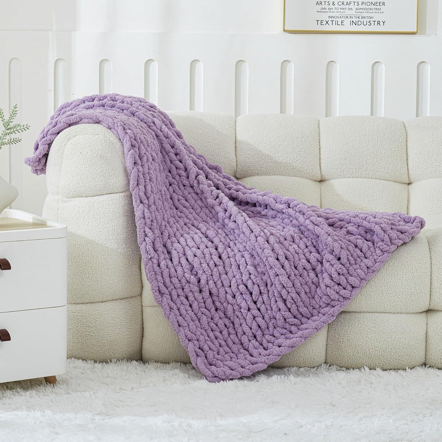 WESHIONGOO Chunky Knit Blanket Throw 40"*40" Knitted Throw Blankets for Couch Bed Fluffy Soft