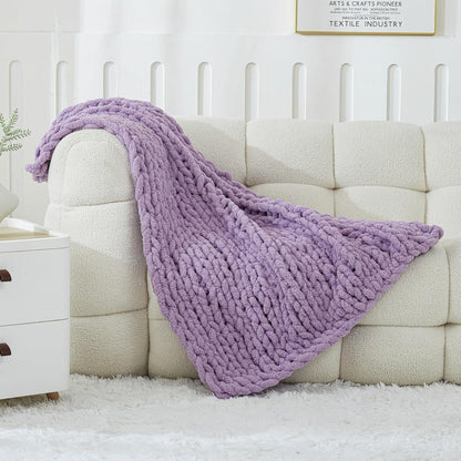 WESHIONGOO Chunky Knit Blanket Throw 40"*40" Knitted Throw Blankets for Couch Bed Fluffy Soft