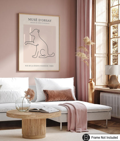 Poster Master Vintage Poster - Retro One Line Dog Drawing Print - Dog Art - Minimal Gift for Men