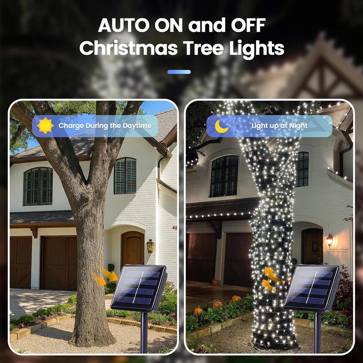 SANJICHA 2-Pack Each 72FT 200 LED Solar String Lights Outdoor, Waterproof Solar Fairy Lights Silver