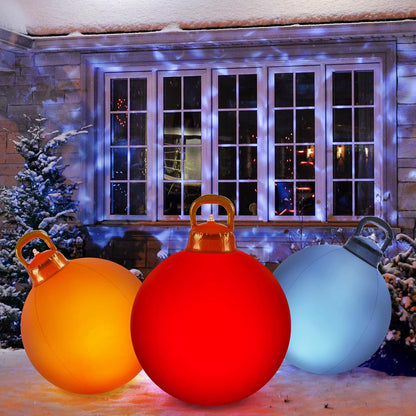 Jetec 3 Pcs Outdoor Light Up Christmas Ball Decorations Large Christmas Inflatable PVC Decorated