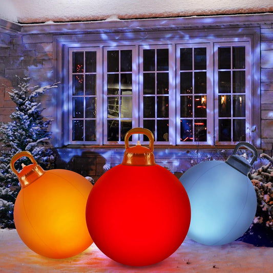 Jetec 3 Pcs Outdoor Light Up Christmas Ball Decorations Large Christmas Inflatable PVC Decorated