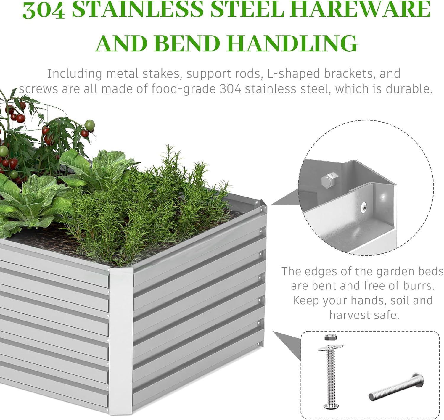 8x4x2 ft Raised Garden Bed, Large Metal Planter Raised Beds, Planters for Outdoor Plants for