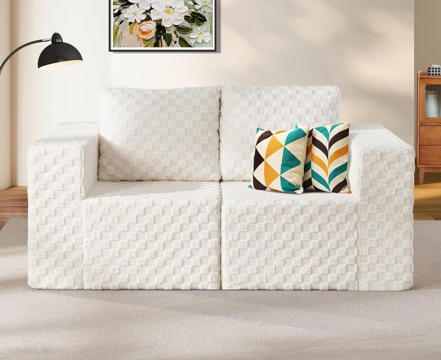 Modular Sectional Sofa 2 Seater Loveseat Modular Couch with Deep Seat Memory Foam Cloud Chair with
