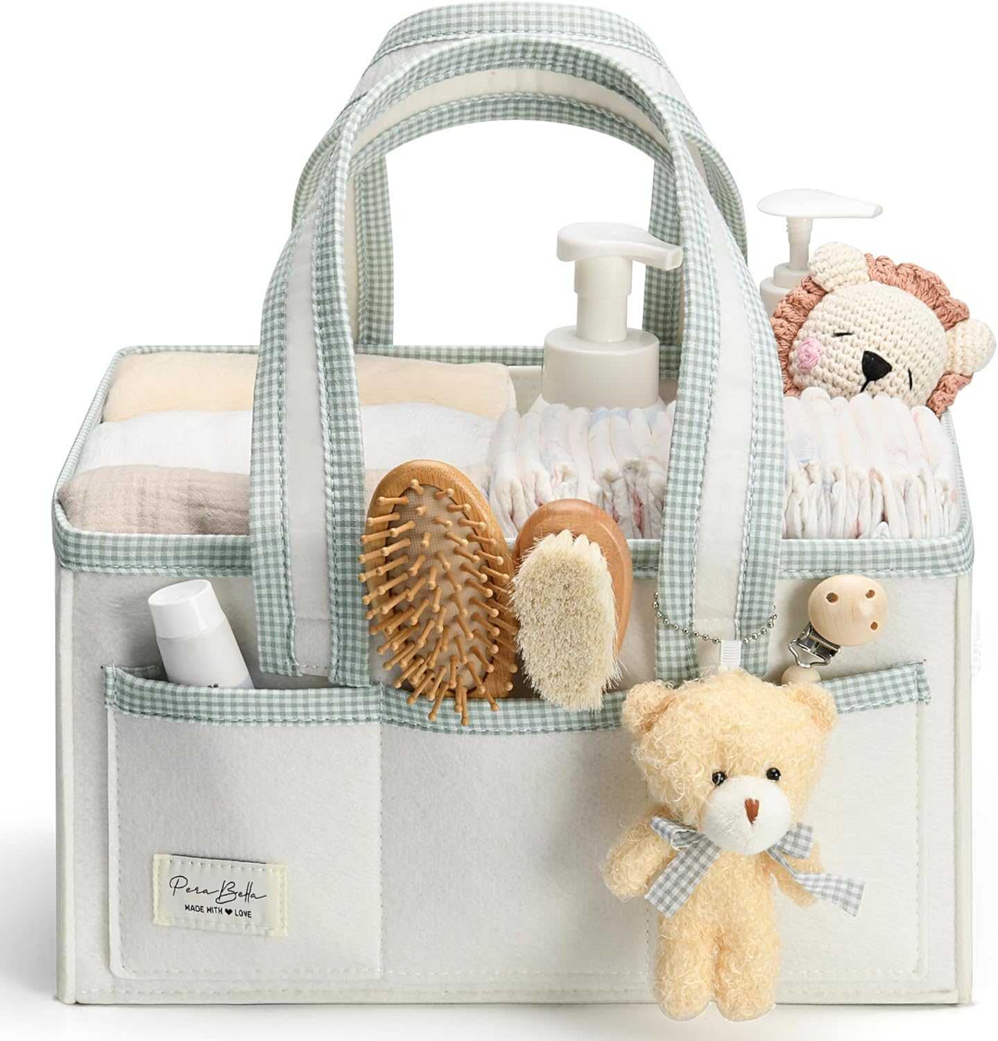 PeraBella Diaper Caddy Organizer with Handle, Baby Shower Gifts Basket Bag, Registry Search Must