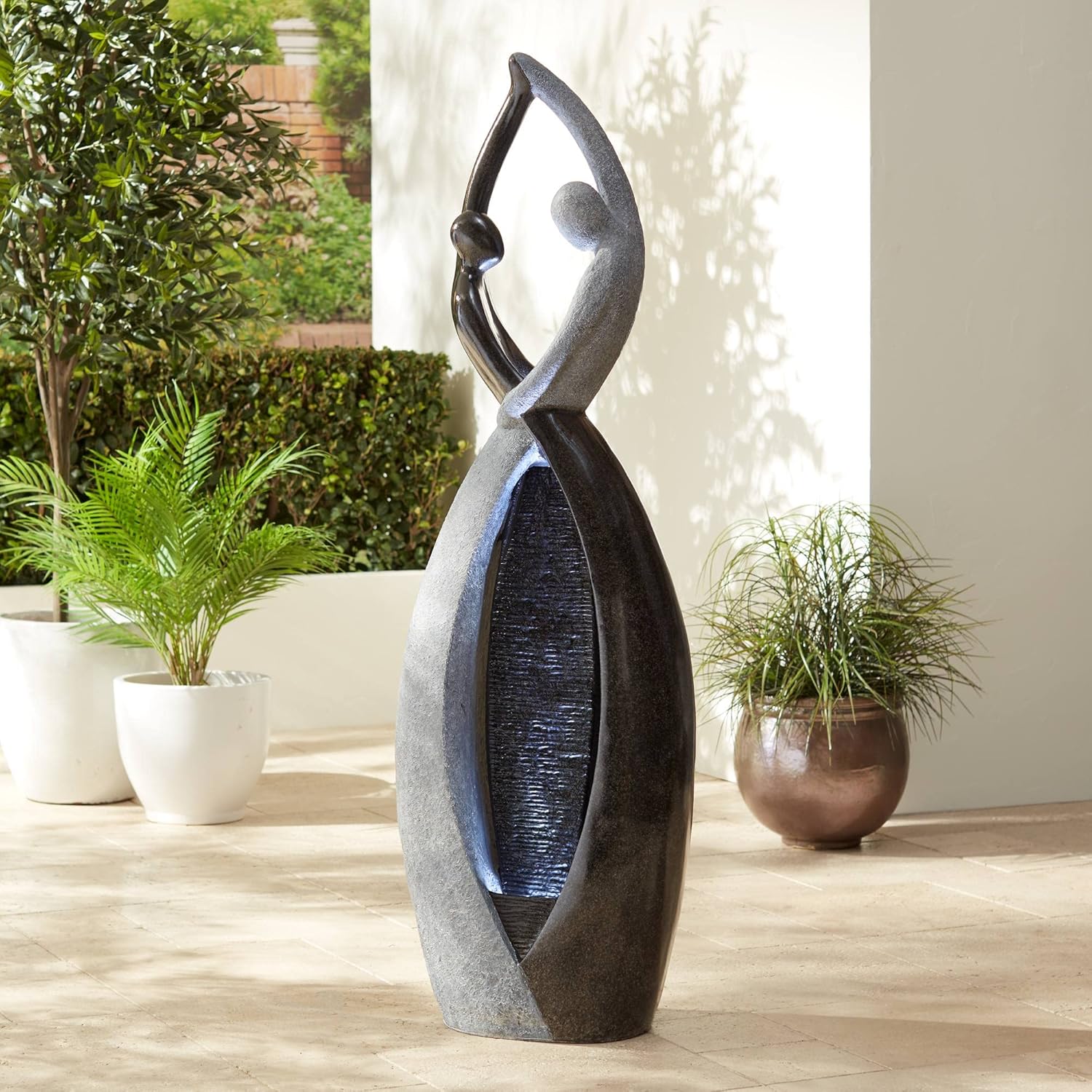 Dancing Couple 57" High Large Modern Indoor Outdoor Decor Faux Stone Floor Fountain with Light LED